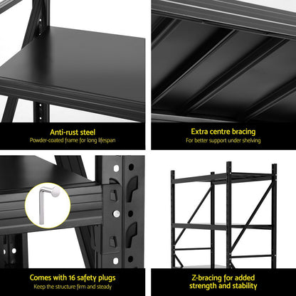 2Mx1.5M Garage Shelving Warehouse Rack Black