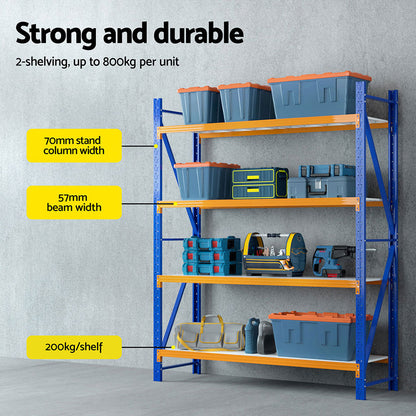 4Mx2.4M Garage Shelving Warehouse Rack Black