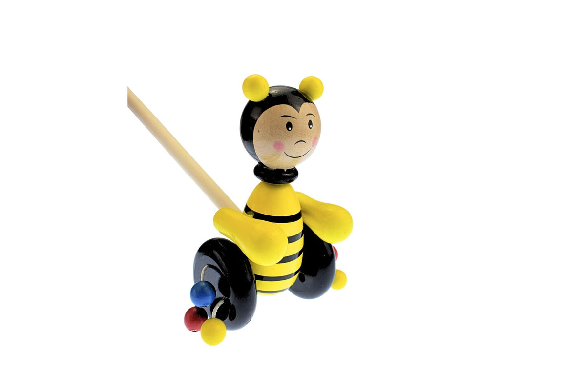 Wooden Push Along Bee Toy 12x6x16cm