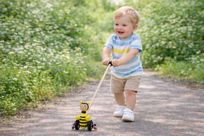 Wooden Push Along Bee Toy 12x6x16cm