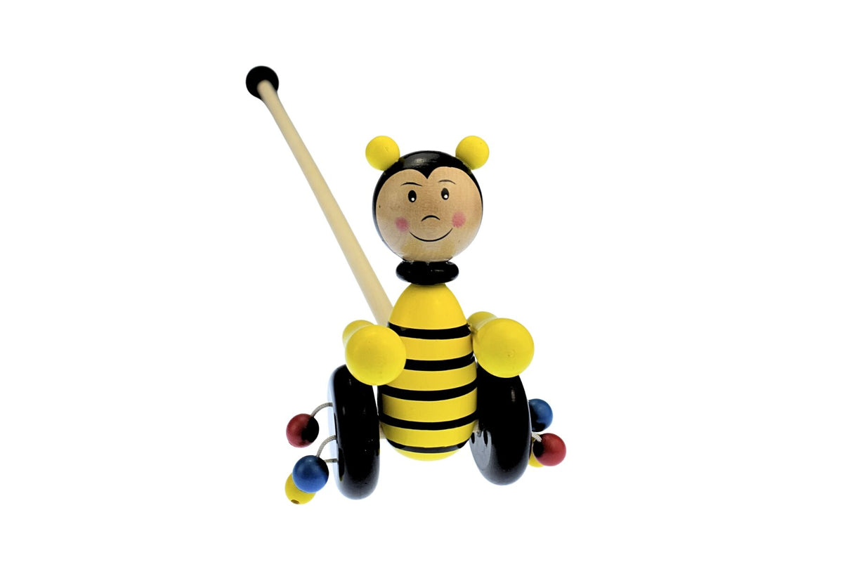 Wooden Push Along Bee Toy 12x6x16cm