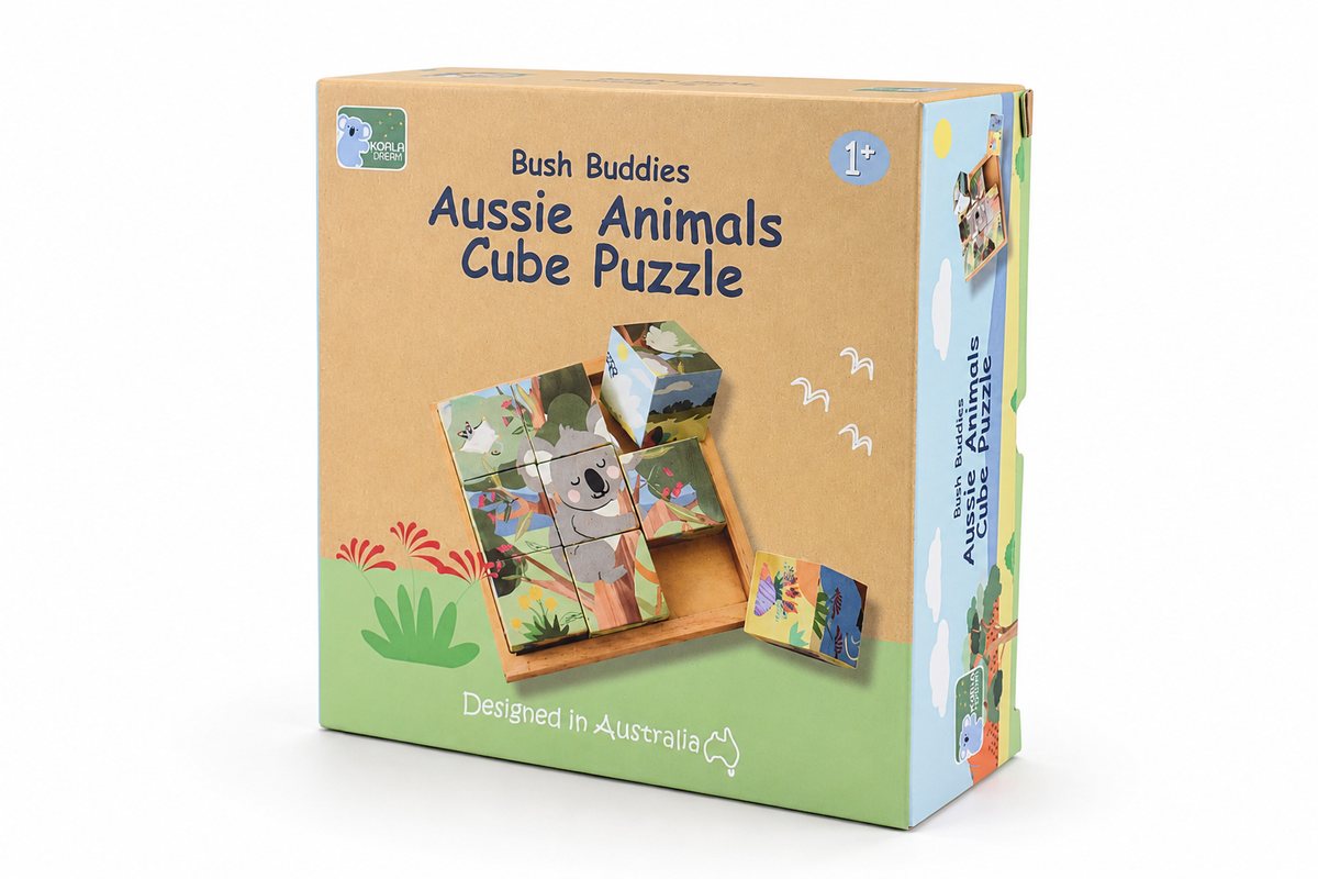 Wooden Animal Cube Puzzle 9pc 4.5x4.5cm