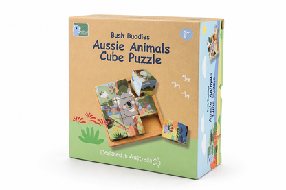 Wooden Animal Cube Puzzle 9pc 4.5x4.5cm