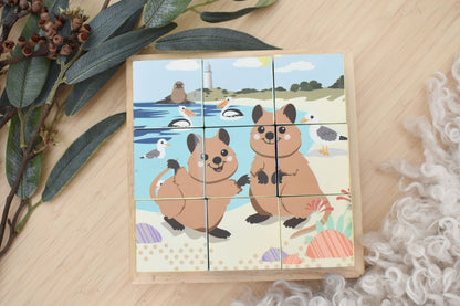 Wooden Animal Cube Puzzle 9pc 4.5x4.5cm