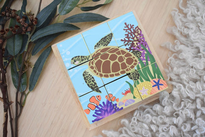 Wooden Animal Cube Puzzle 9pc 4.5x4.5cm