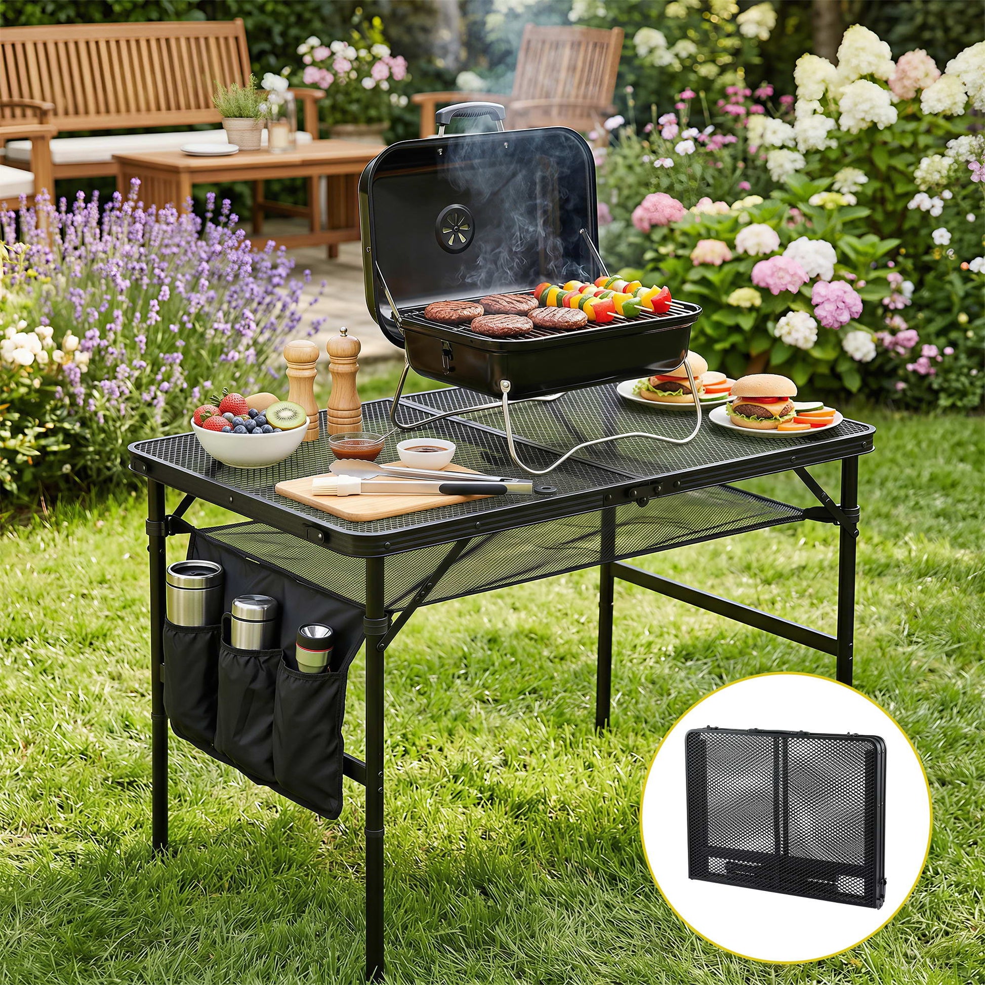 Portable Folding Camp BBQ Table 90x60cm | Home & Living
