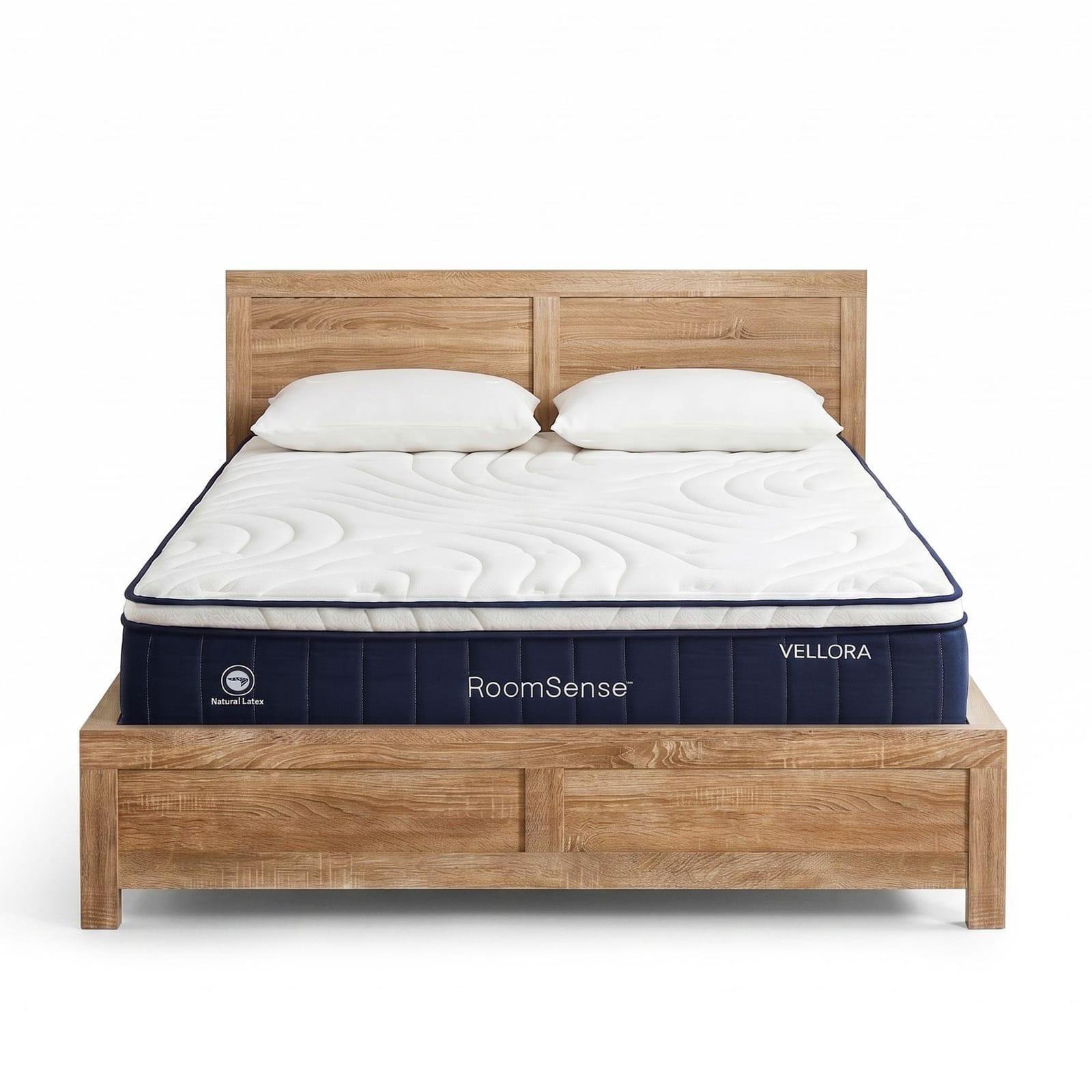 Natural bed frame 153x203cm, rear view