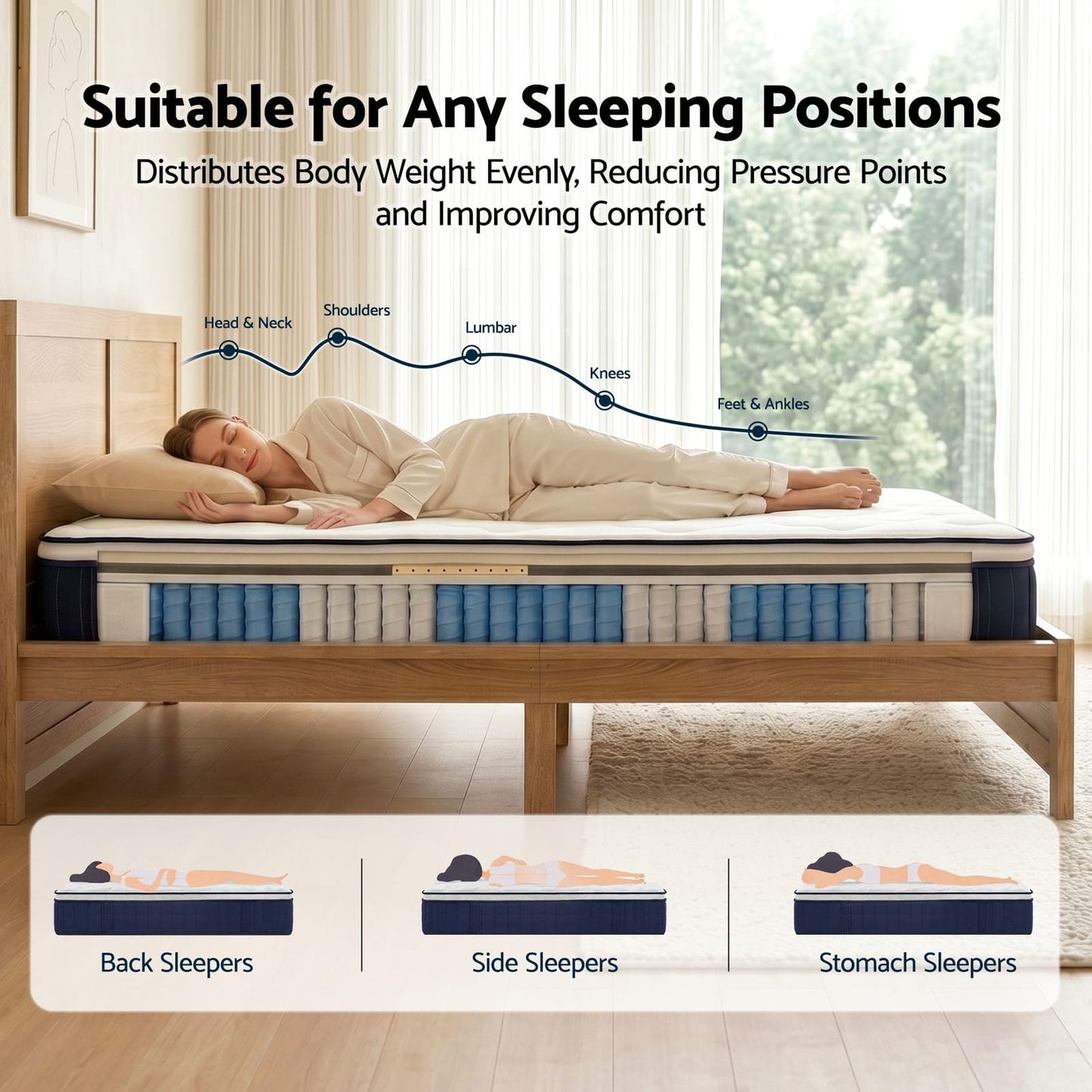 Natural bed frame 153x203cm, view 8