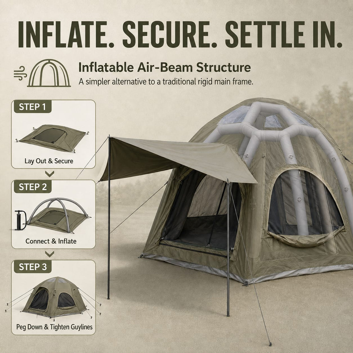 Inflatable Camping Tent Green King