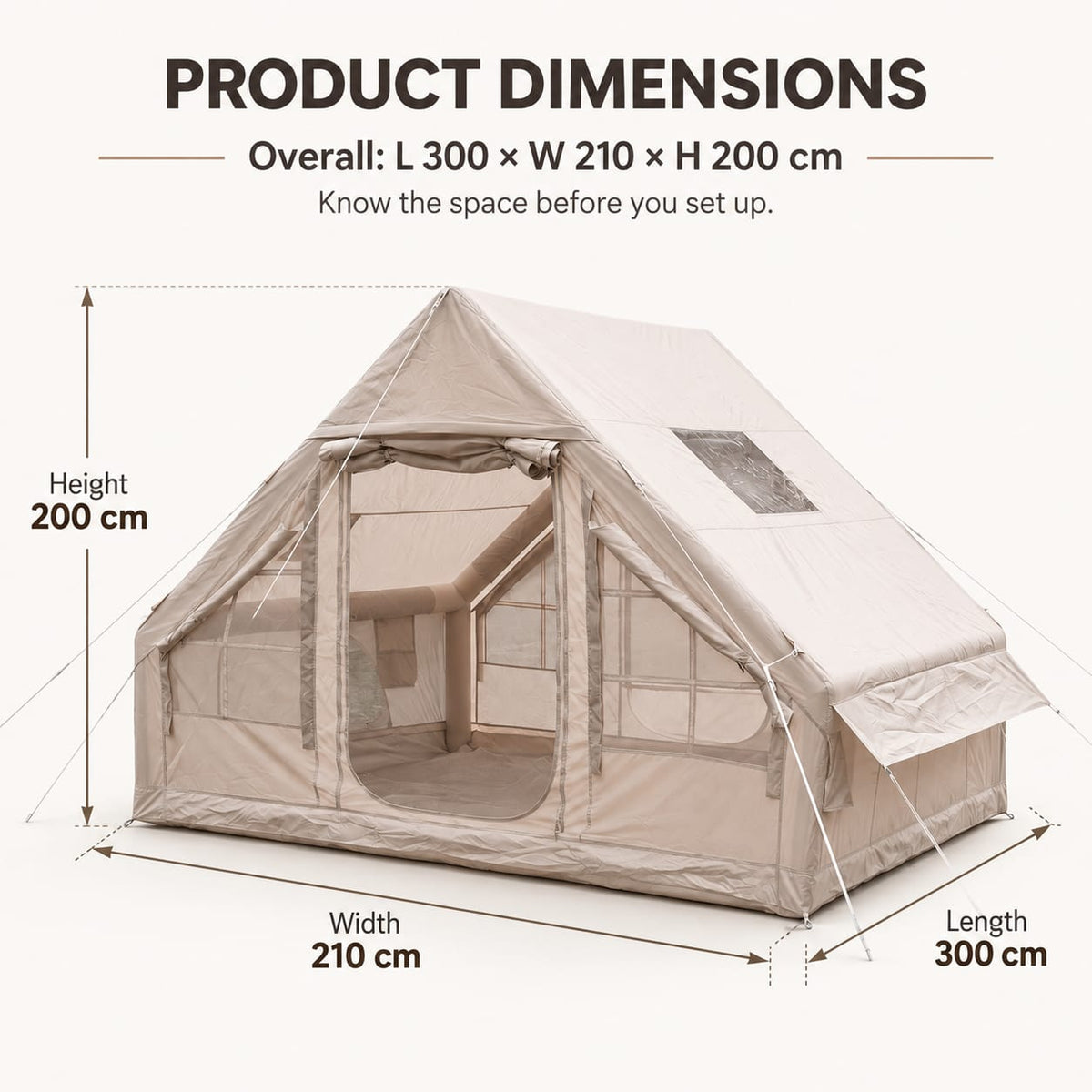 Inflatable Air Tent Mesh Windows 300x210x200cm