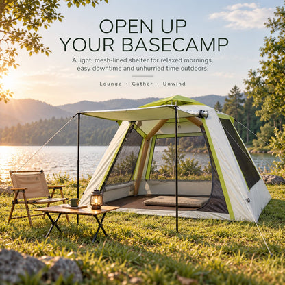 White tent king, rear view