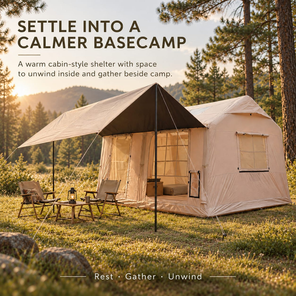 Inflatable Cabin Tent Large Khaki 300x400cm