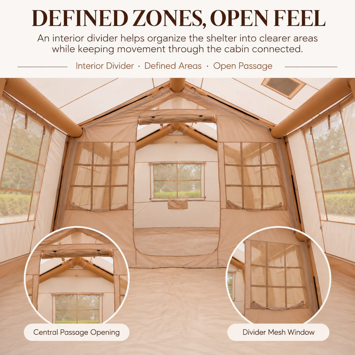 Inflatable Cabin Tent Large Khaki 300x400cm
