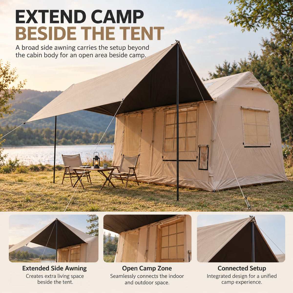 Inflatable Cabin Tent Large Khaki 300x400cm
