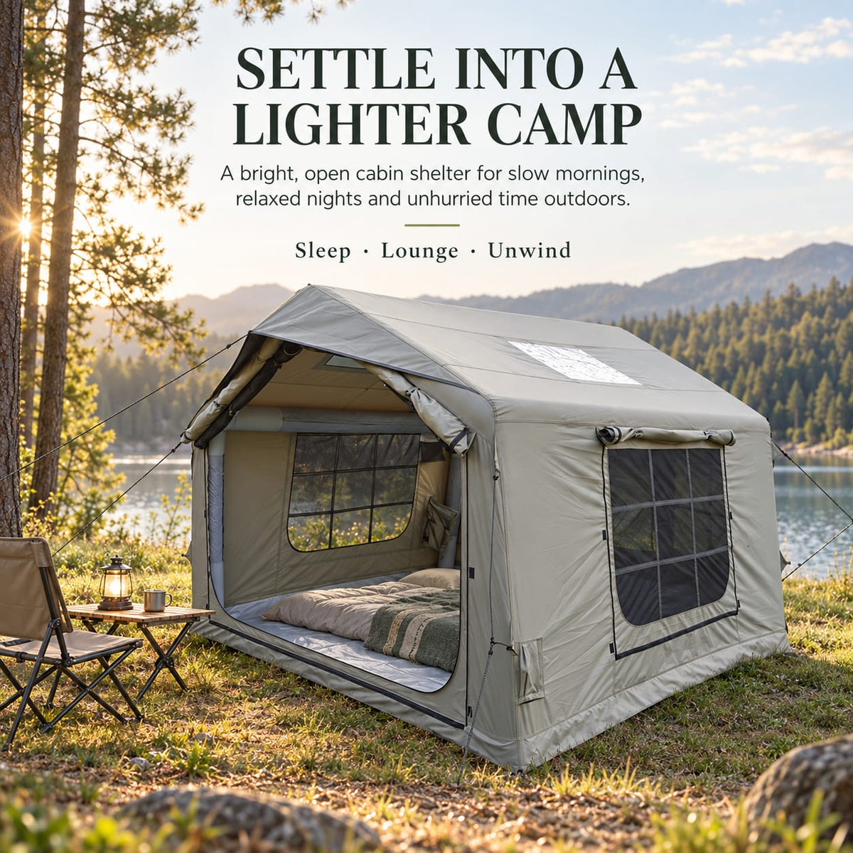 Inflatable Cabin Tent Grey 300x265cm