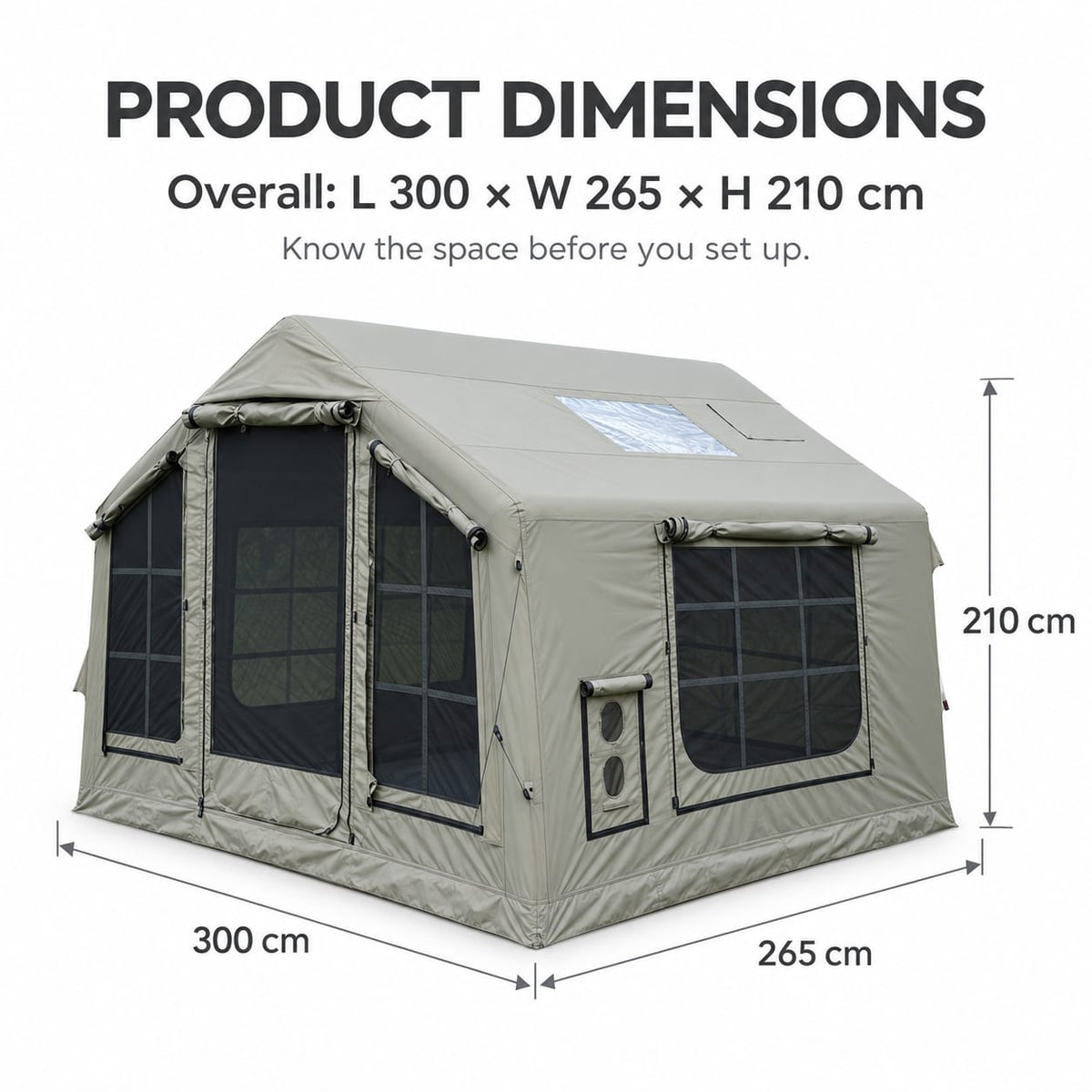 Inflatable Cabin Tent Grey 300x265cm