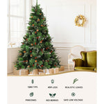 Warm Glow Christmas Tree 2.1M Prelit with LED Warm Light Pine Cones Red Berries
