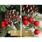 Warm Glow Christmas Tree 2.1M Prelit with LED Warm Light Pine Cones Red Berries