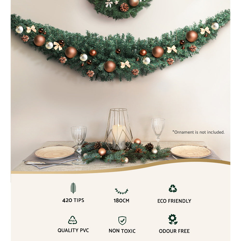 1.8M Christmas Garland Xmas Decorations Green Wedding Party