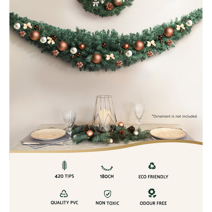 1.8M Christmas Garland Xmas Decorations Green Wedding Party