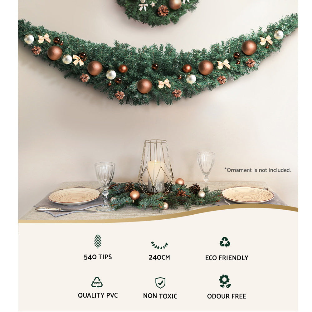 2.4M Christmas Garland Xmas Decorations Green Wedding Party