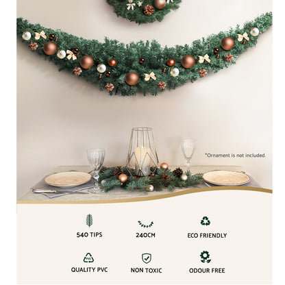 2.4M Christmas Garland Xmas Decorations Green Wedding Party