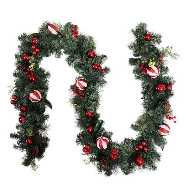  Festive 2.7M Christmas Garland with Ornaments for Tree Décor