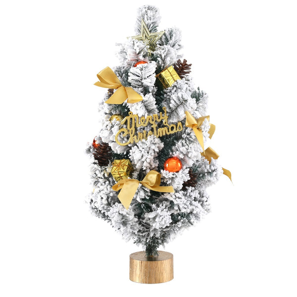  60cm Snowy Tabletop Christmas Tree with Ornaments