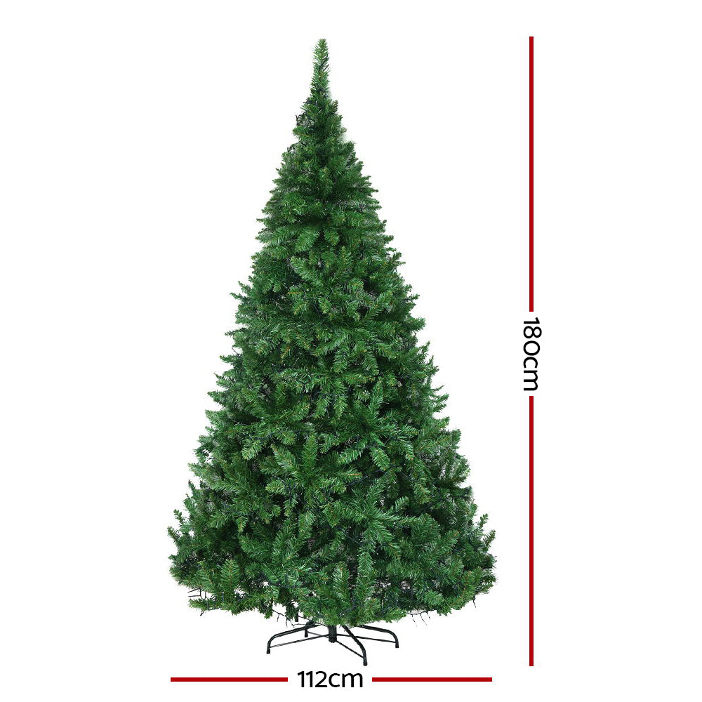 Jingle Jollys 1.8M 6FT Christmas Tree 874 LED Lights 874 Tips Warm White Green