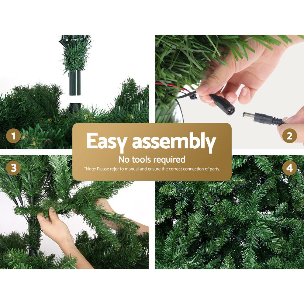Jingle Jollys 1.8M 6FT Christmas Tree 874 LED Lights 874 Tips Warm White Green