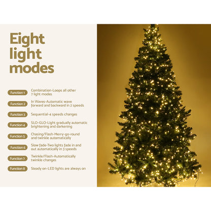 Jingle Jollys 1.8M 6FT Christmas Tree 874 LED Lights 874 Tips Warm White Green