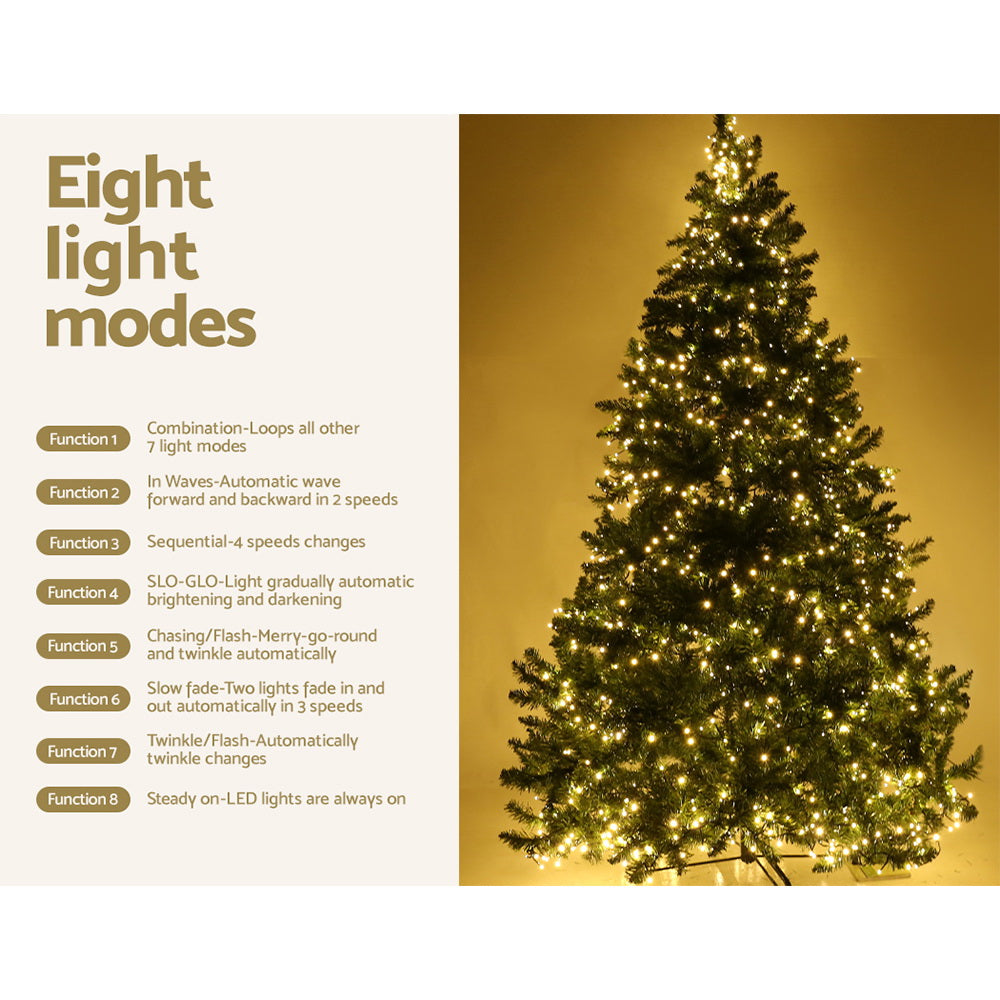 Jingle Jollys 2.4M 8FT Christmas Tree 1488 LED Lights 1488 Tips Warm White Green