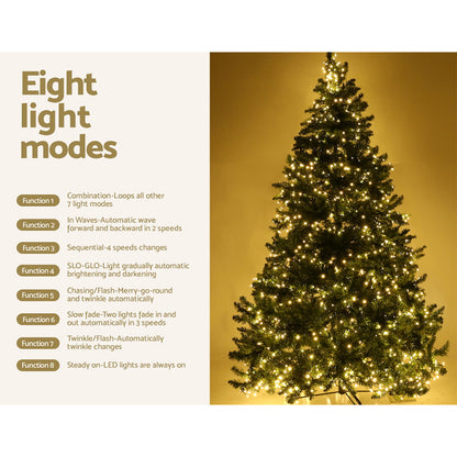 Jingle Jollys 2.4M 8FT Christmas Tree 1488 LED Lights 1488 Tips Warm White Green