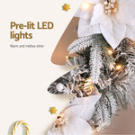 60cm Christmas Wreath LED Lights Snowy Flowers Garland Party Decor