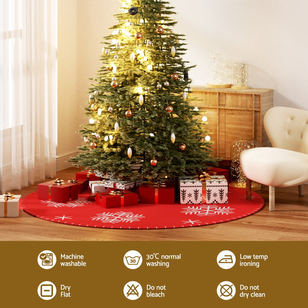 120cm Christmas Tree Skirt with Snowflake Ornaments