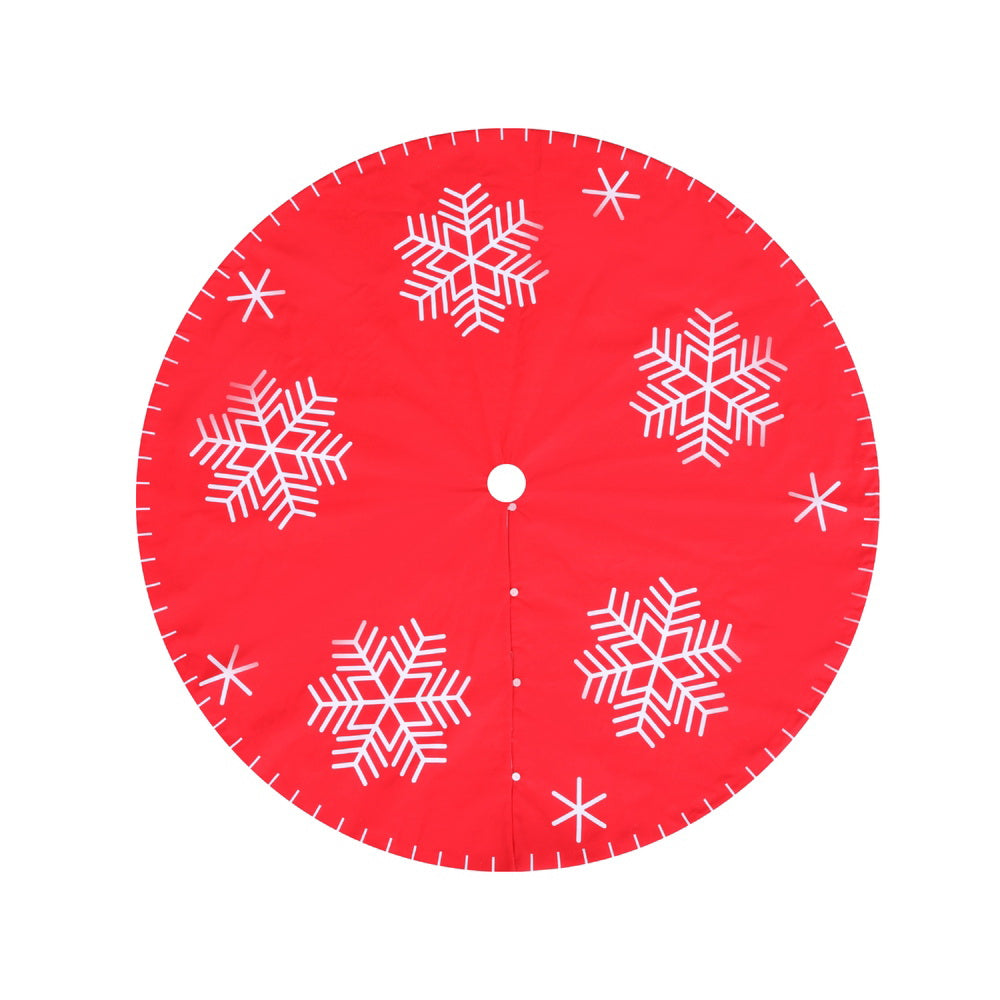 90cm Christmas Tree Skirt with Snowflake Ornaments