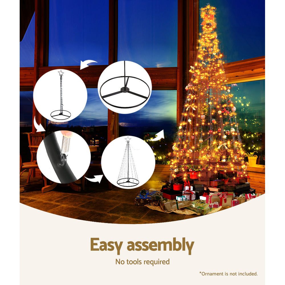 Jingle Jollys Christmas Tree LED Lights Solar-powered 2.1M 264 LED bulbs  Xmas Fibre Optic Warm, White