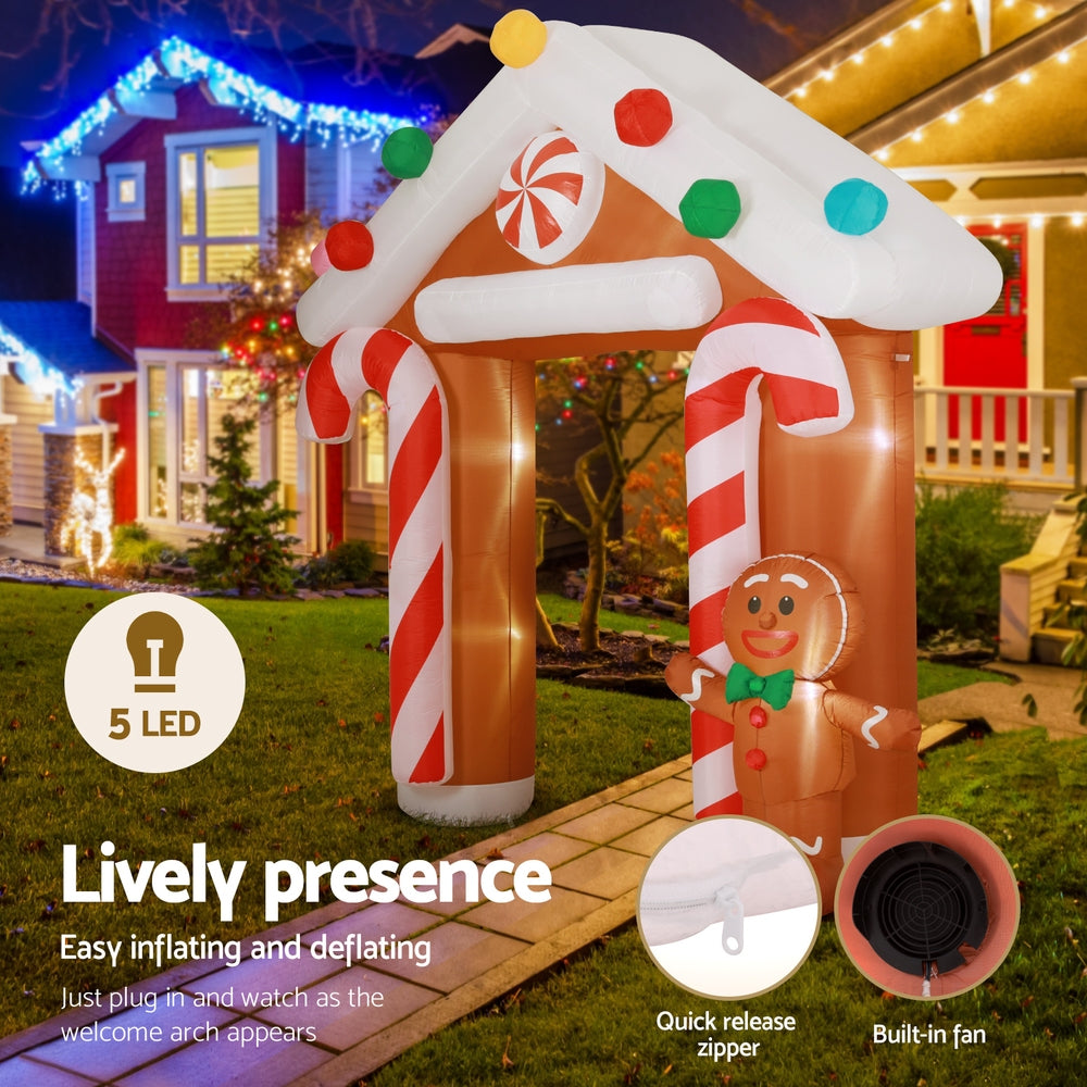 2.8m Gingerbread Archway Christmas Inflatable with LED Lights