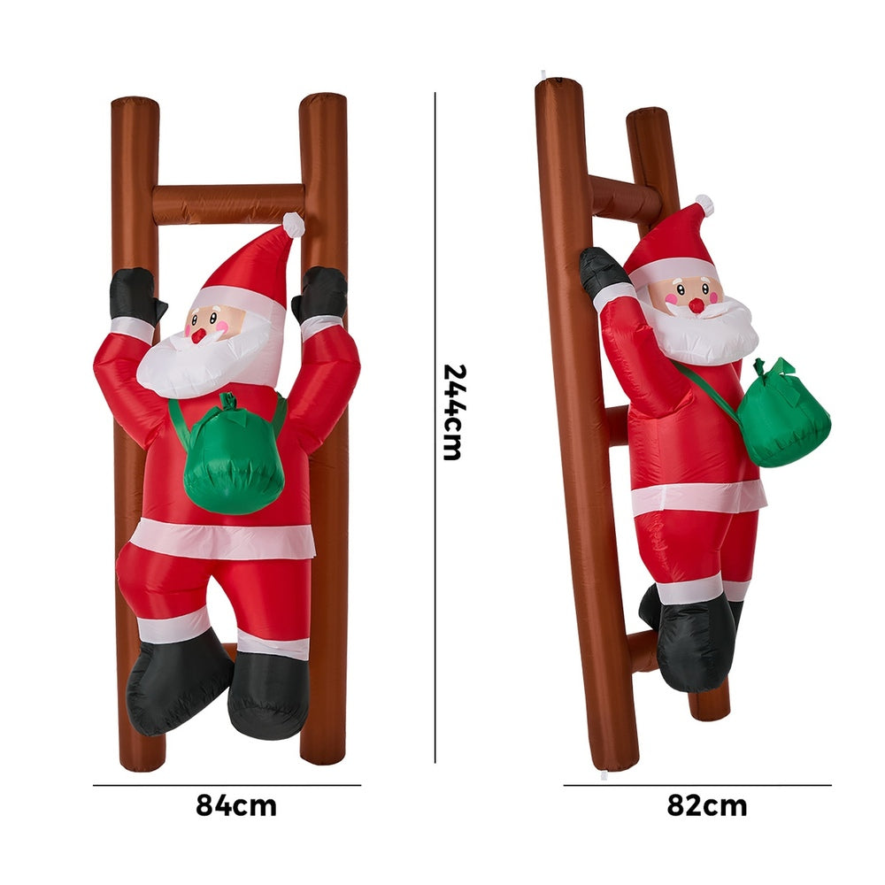 Christmas Inflatable Santa Ladder Light 84x82x244cm