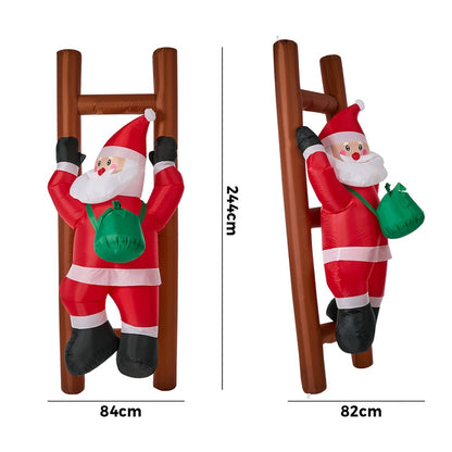 Christmas Inflatable Santa Ladder Light 84x82x244cm