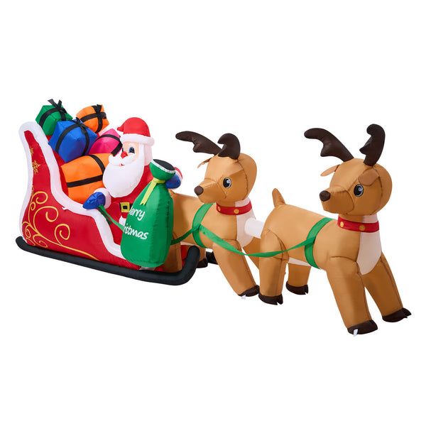  3M Christmas Inflatable Santa Claus Sleigh with Reindeers LED Lights