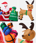 3M Christmas Inflatable Santa Claus Sleigh with Reindeers LED Lights