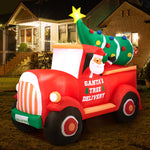 2.2M Christmas Inflatable Santa Truck with LED Lights Holiday Outdoor Decor