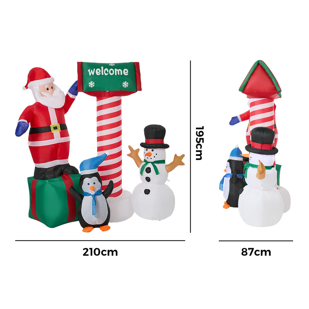 Christmas Inflatable Santa LED Light 210x87x195cm