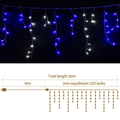Christmas Lights 20M 800 LED Icicle Light Blue White Decorations