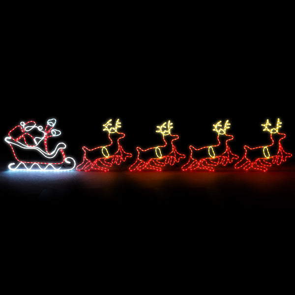  Christmas Light LED Motif Rope Lights Santa Riding 4 Reindeer