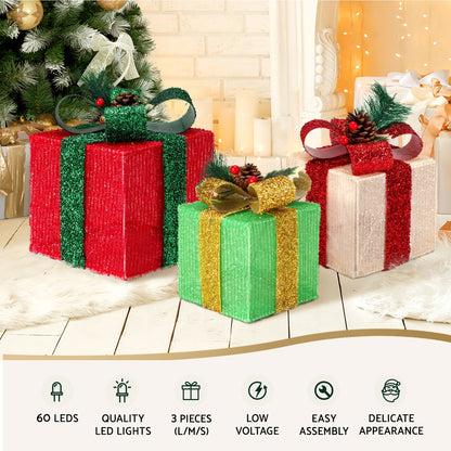3 PCS Christmas Lights 60 LED Fairy Light Gift Box