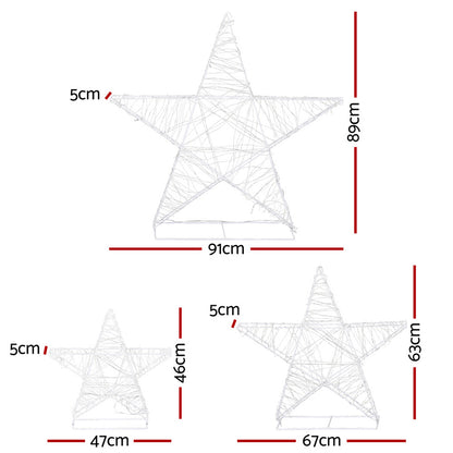 Star Motif LED Fairy Lights - 3pcs Set Christmas Decoration
