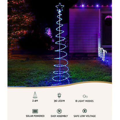 Solar Christmas Tree  2.4M LED Motif Lights in 8 Multi-Color Modes