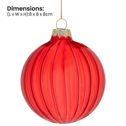 Red Glass Baubles Set